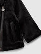 Cardigan noir esprit motard en velours bébé fille-4