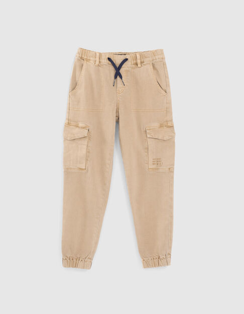 Boys’ caramel combats with elasticated waist and cuffs
