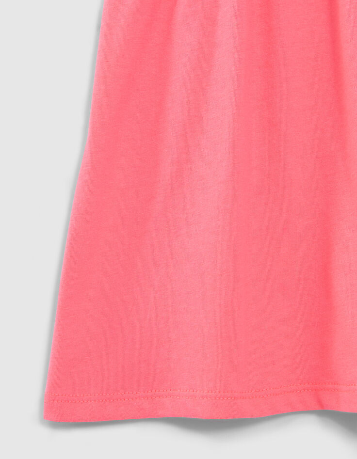 Neonrosa Mädchenkleid mit zweifarbigem Schriftzug-4