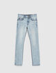 Jean skinny faded blue usures placées garçon-1