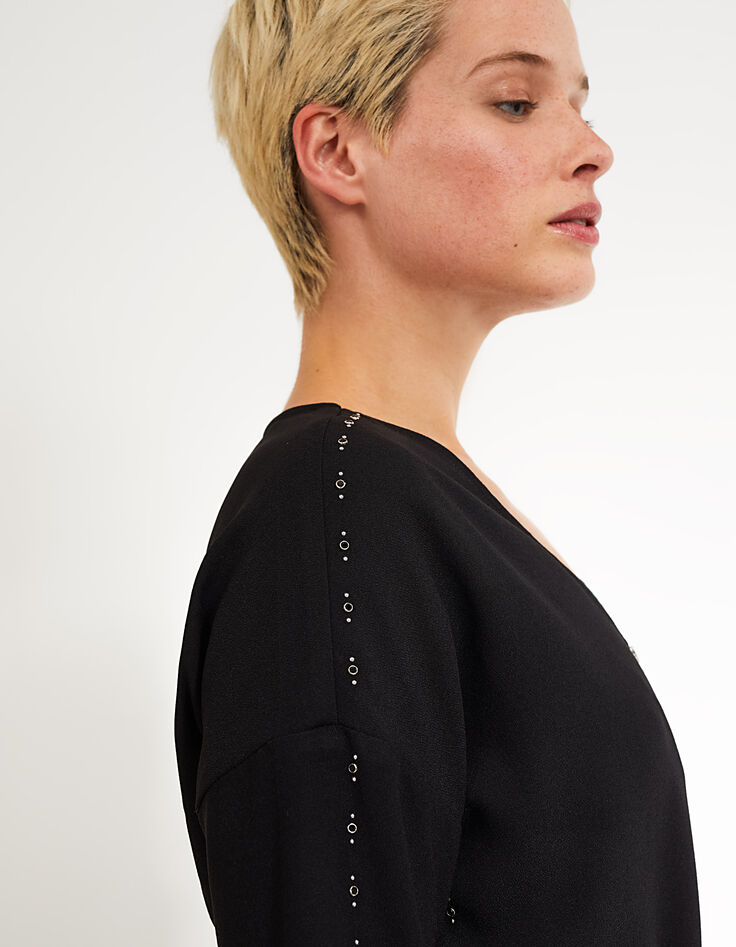 Robe noire ceinturée à studs I.Code-4
