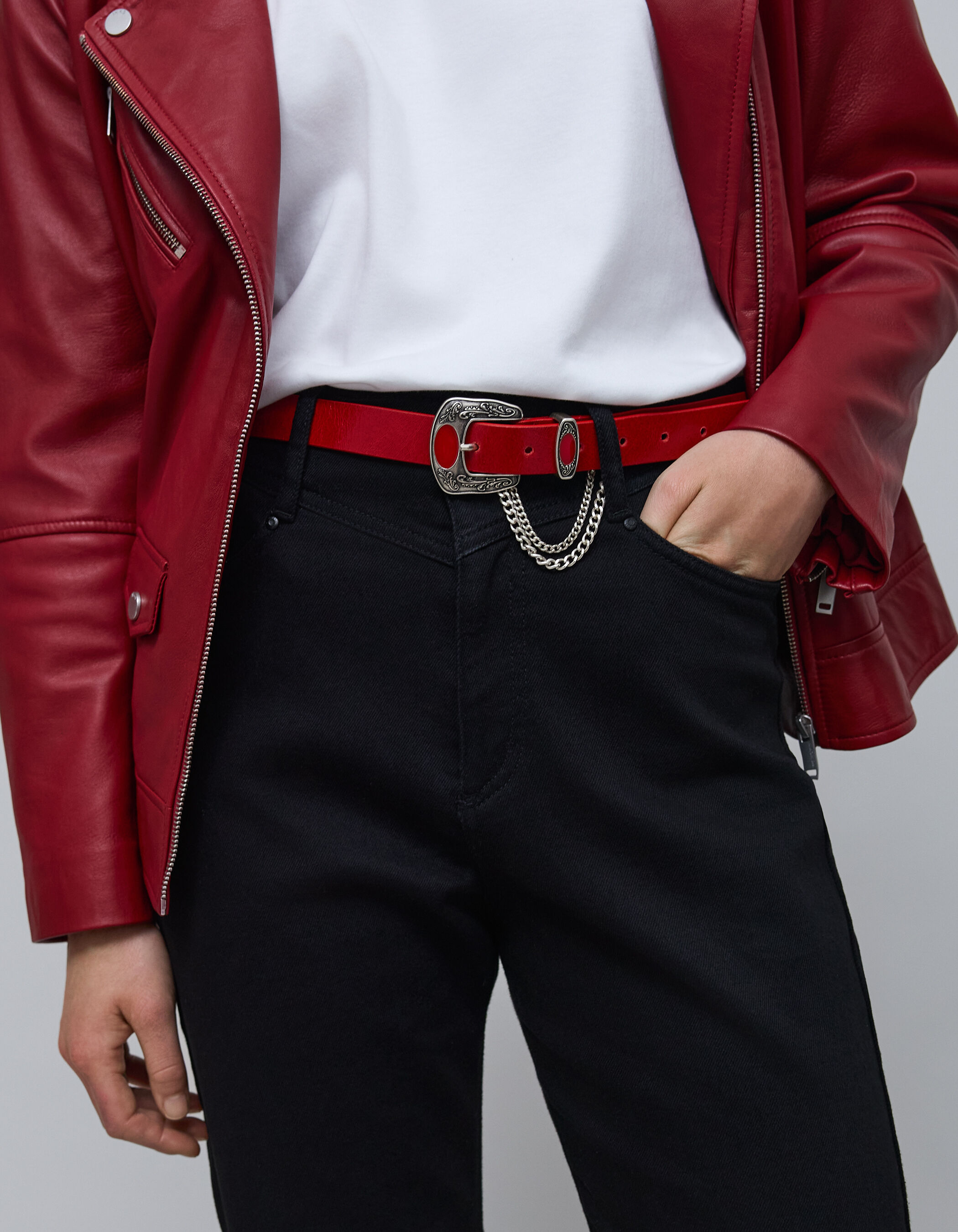 Ceinture rouge cuir femme online