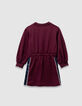 Robe bordeaux esprit sport bandes côtés fille-5