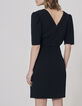 Vestido corto negro cuello V delante y detrás mujer-4