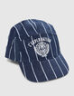 Boys’ navy cap with white stripes and embroidery-4