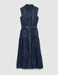 Mujer maxi vestido abotonado de denim crudo-6