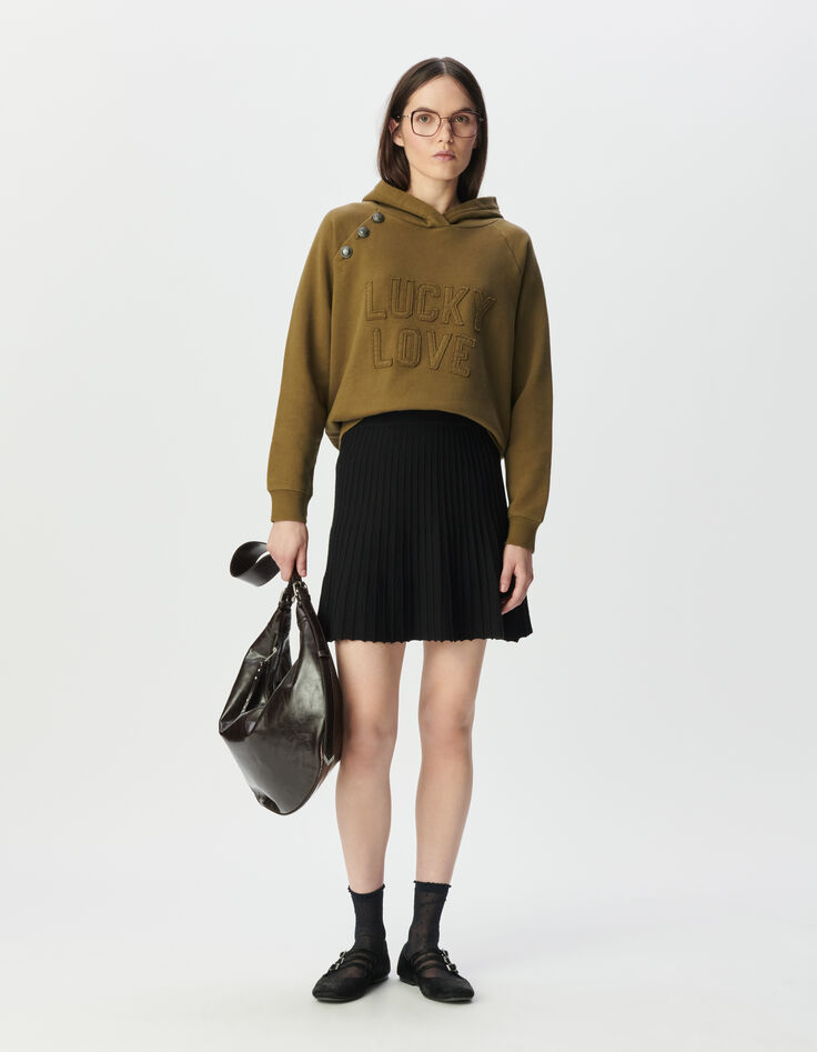 Falda corta negra punto plisado mujer-1