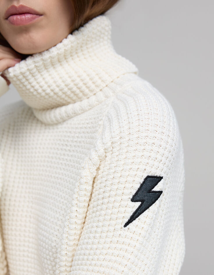 Women&rsquo;s ecru knit Rock badge IKKS x DUVILLARD sweater-6