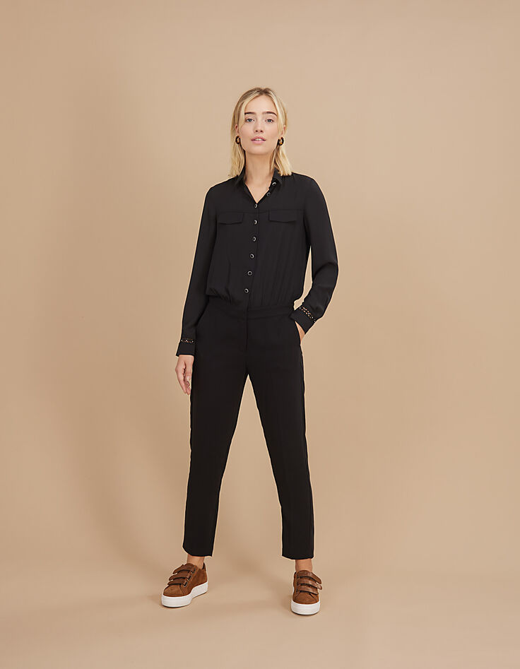 Zwarte jumpsuit kanten detail I.Code-6