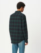 Men&rsquo;s navy and green regular check shirt with press studs-2
