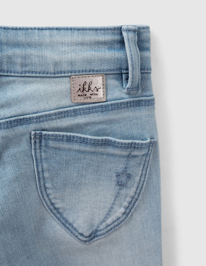 Hellblaue Skinny-Mädchenjeans mit gesticktem Gürtel - IKKS