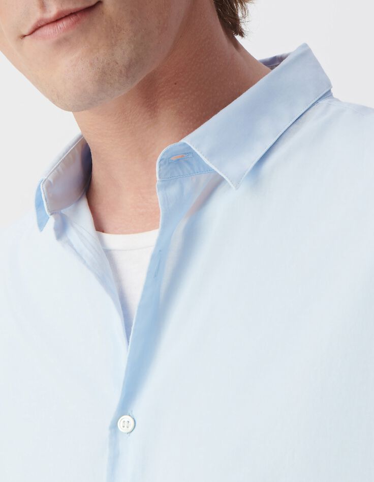 Hemelsblauw SLIM overhemd bio katoenvoile Heren-4