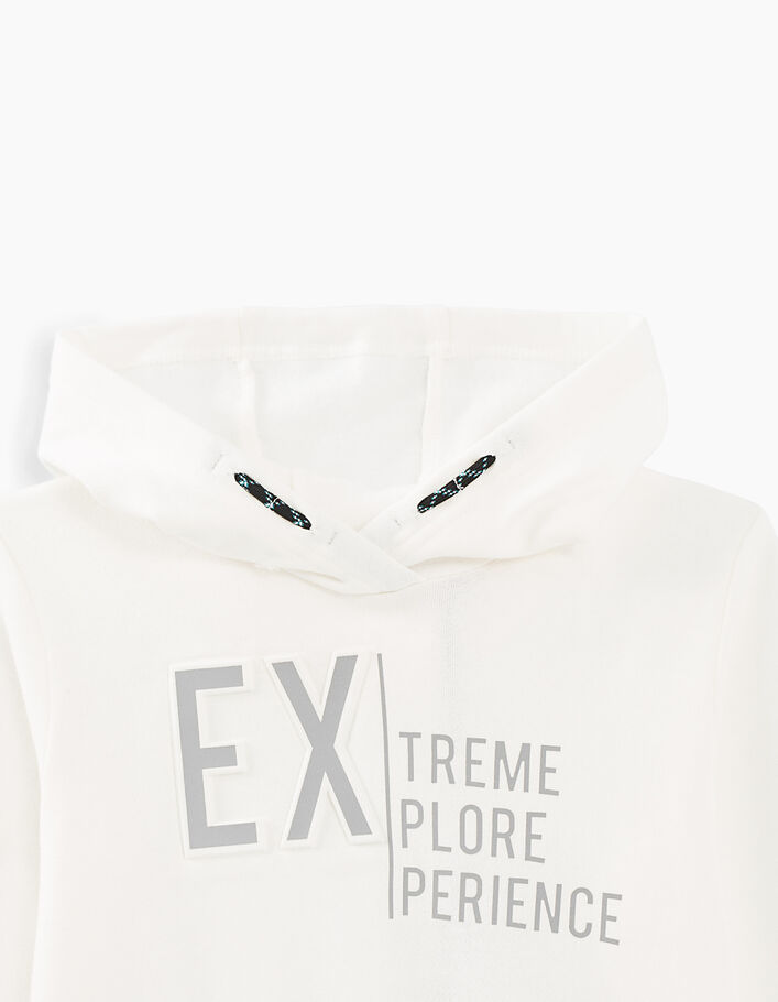 Boys' white mixed fabric hooded sweatshirt - IKKS