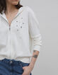 Woman's white zipped cardigan-1