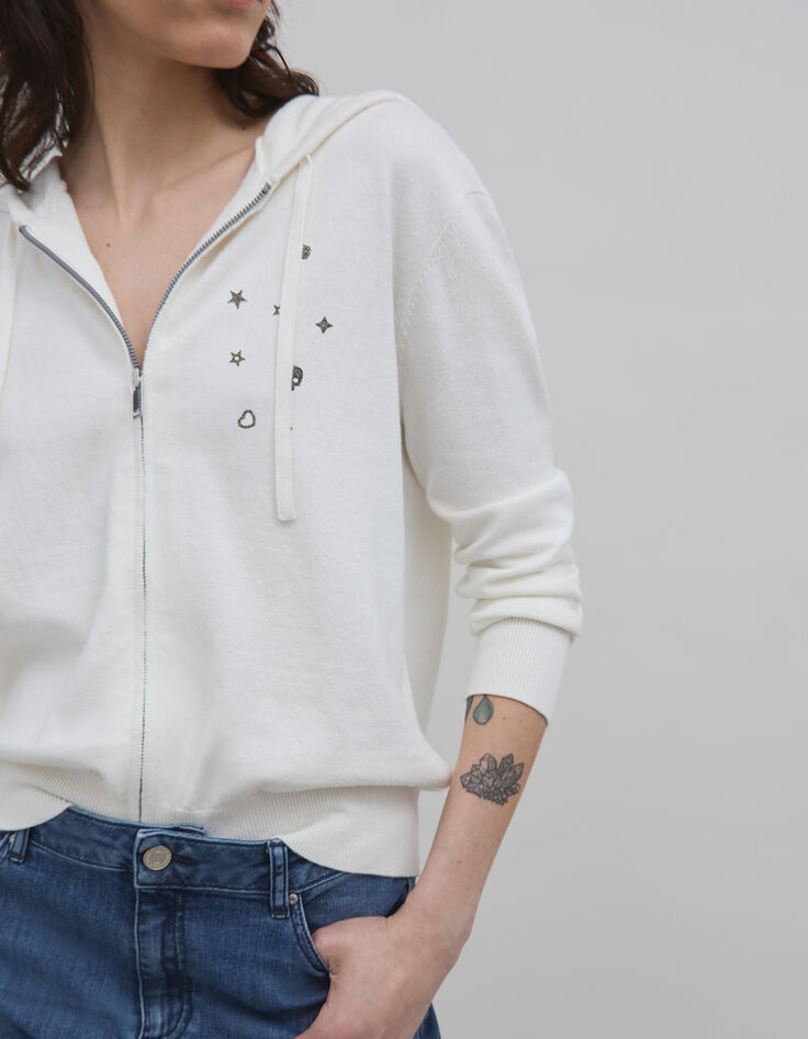 Woman's white zipped cardigan-1