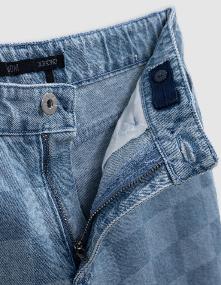 MOM blue jeans Waterless checkerboard pattern for girl-7