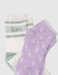 Girls’ violet/white socks-2