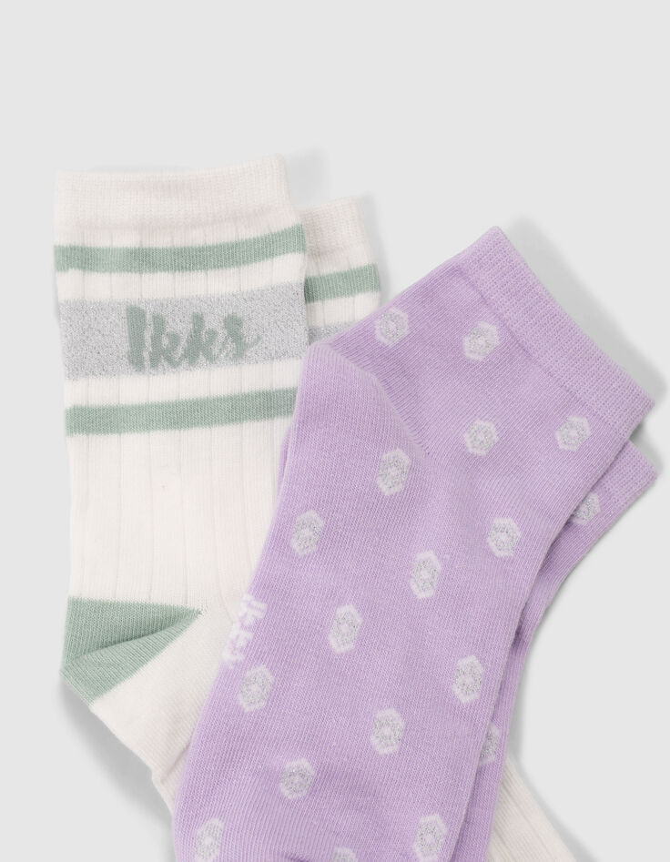 Girls’ violet/white socks-2