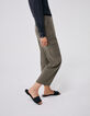 Khaki Damencargohose mit hohem Bund aus Lenzing™ Lyocell™-6