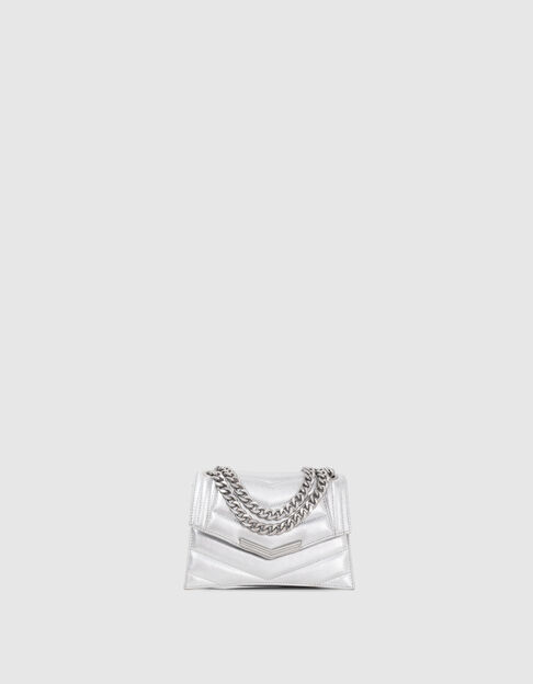 Women’s silver metallic leather THE 1 glitter bag Size S