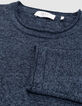 Pull bleu tricot mouliné Homme-6
