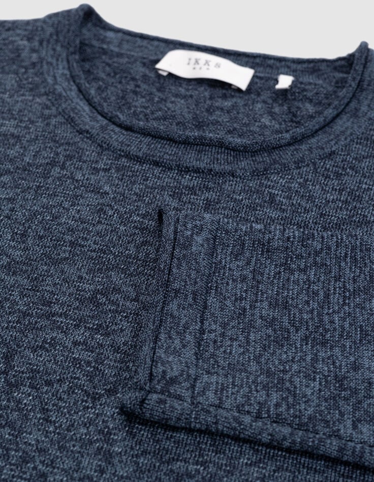 Pull bleu tricot mouliné Homme-6 Pull bleu tricot mouliné Homme-6