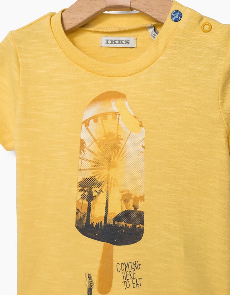 Baby boys' yellow T-shirt with ice cream graphic-2 Baby boys' yellow T-shirt with ice cream graphic-2