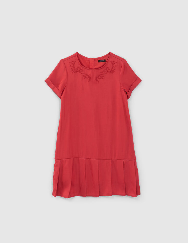 Robe rouge à broderies fille-1