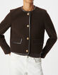 Veste marron lainage boutons militaires Femme-4