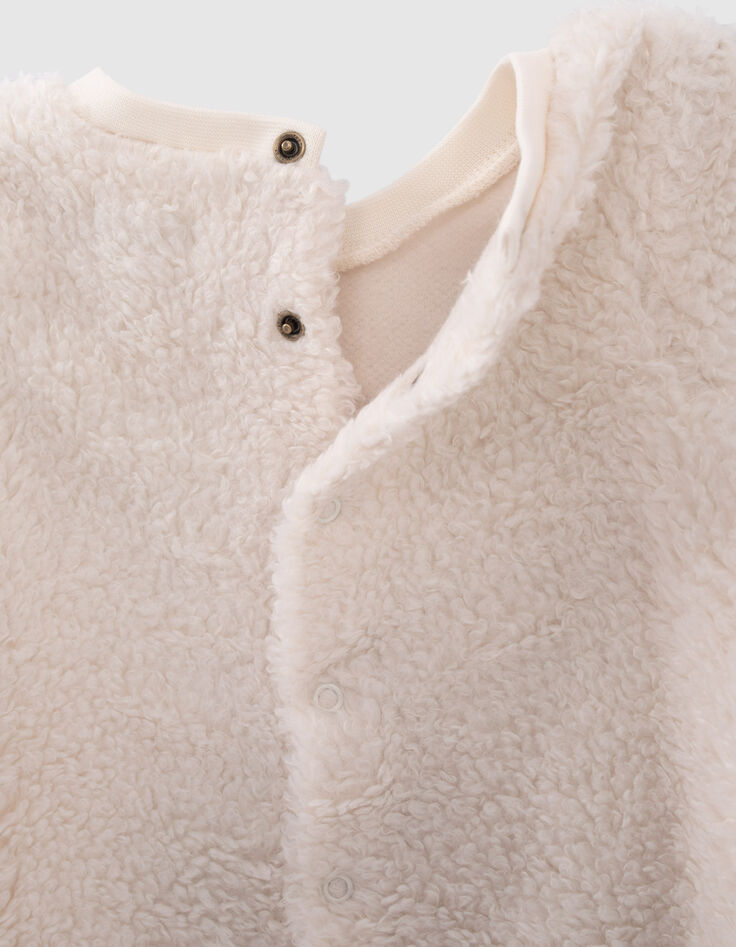 Baby girls’ ecru Sherpa sweater dress with lettering-5