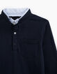 Polo navy con cuello camisero efecto óptico niño -3