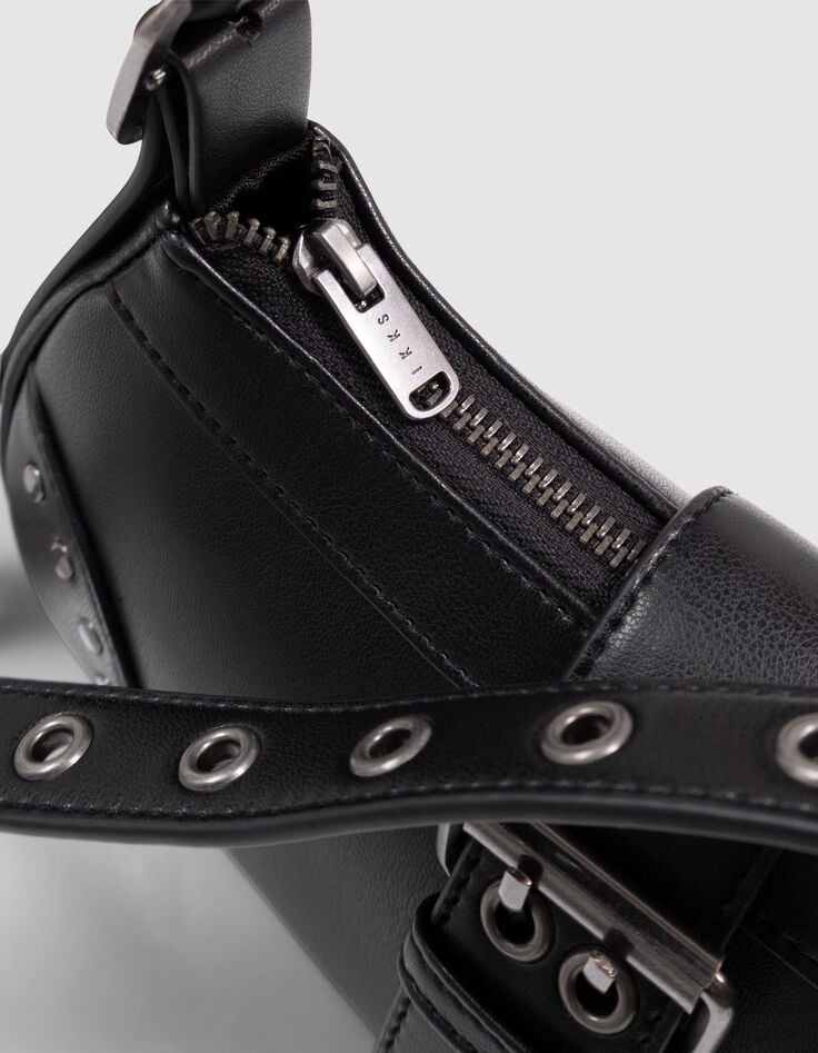 Zwarte handtas met sierstuds meisjes-4
