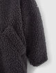 Manteau gris en Sherpa capuche bi-matière fille-4