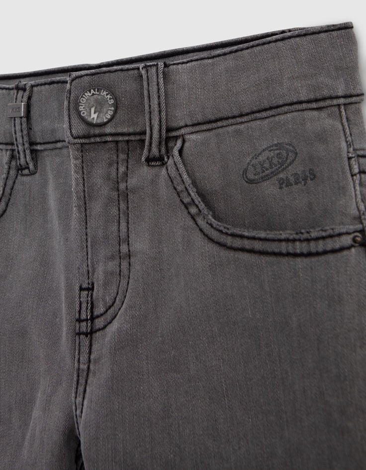 Jean SLIM gris badge et jacron-éclair garçon-5