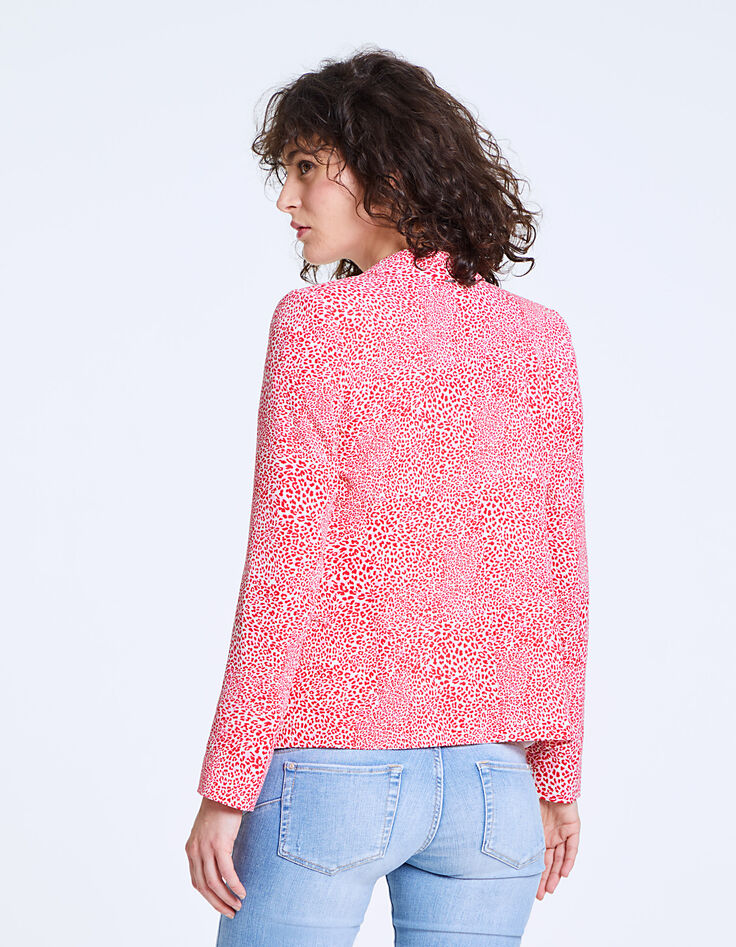Veste tailleur mi-longue en crêpe imprimé femme-3
