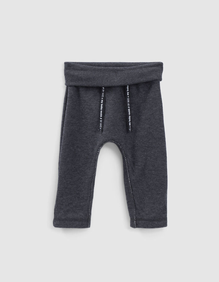 Baby’s grey marl&stripe organic cotton reversible trousers - IKKS