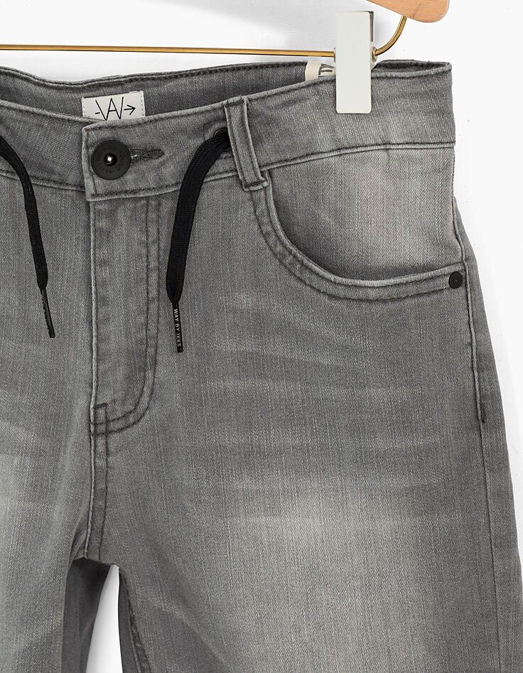 Bermuda en jean grey bleach avec cordons garçon-4 Bermuda en jean grey bleach avec cordons garçon-4
