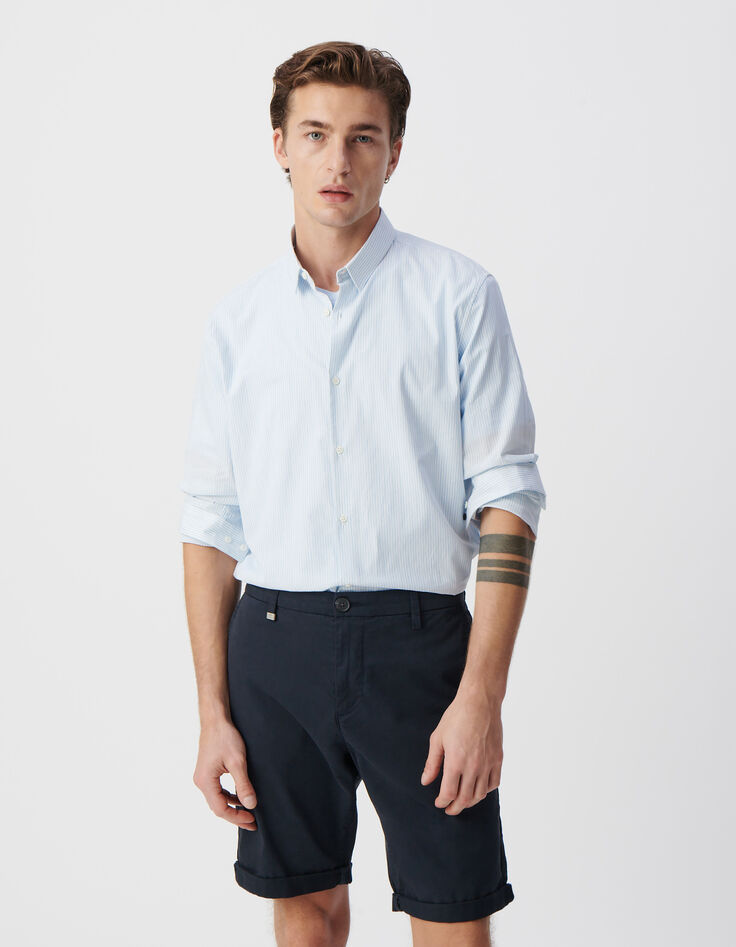 Chemise SLIM ciel motif rayures aquarellées Homme-3