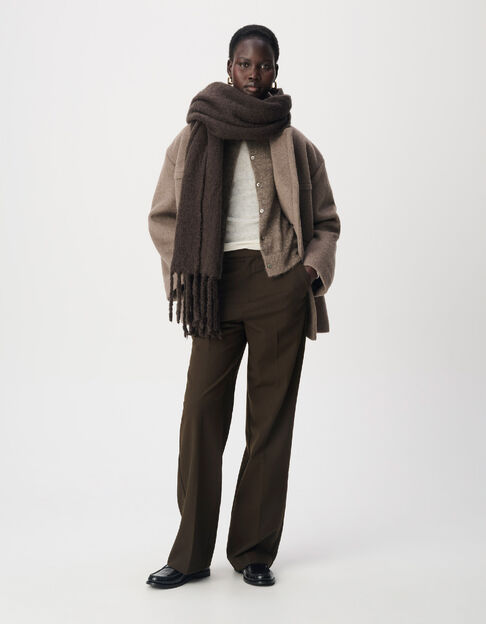Pantalon de tailleur kaki fa&ccedil;on laine froide Femme - IKKS