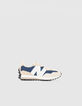 Baskets beiges et marine New Balance 327 Homme-1
