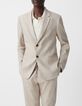 Men&rsquo;s beige linen blend suit jacket-4