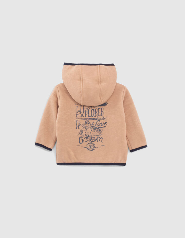 Cardigan beige contrecollé Sherpa à capuche garçon-6