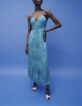 Vestido largo espalda abierta turquesa cebra mujer-3