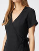 Robe courte noire forme portefeuille Femme-5