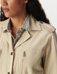 Veste saharienne beige broderies épaules Femme-4