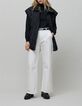 Jean large blanc cassé taille haute Femme-7