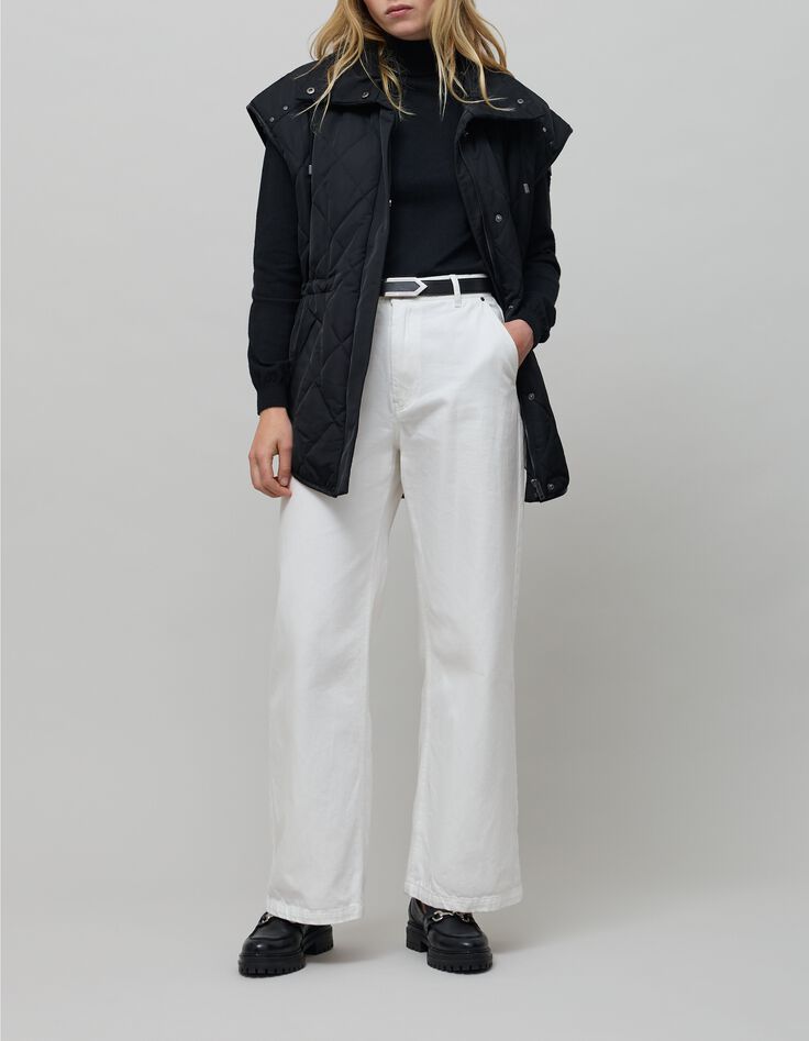 Jean large blanc cassé taille haute Femme-7