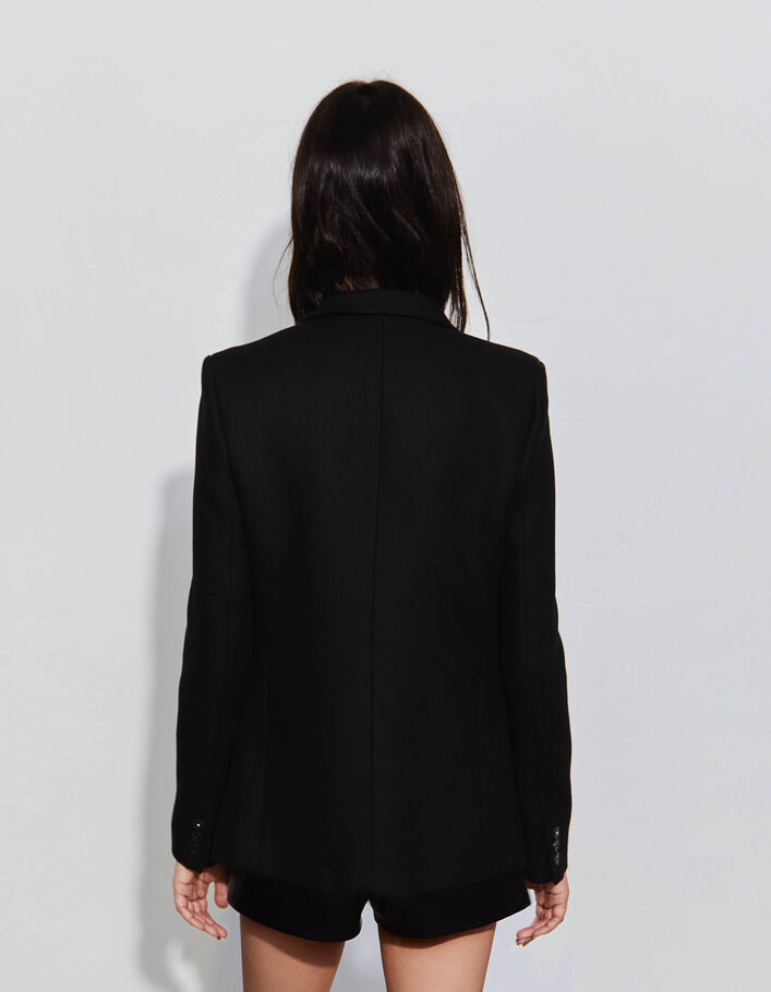 Pure Edition veste de tailleur noir et revers cuir femme - IKKS