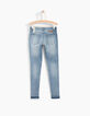 Faded Blue Skinny-Mädchenjeans mit Fransen-3