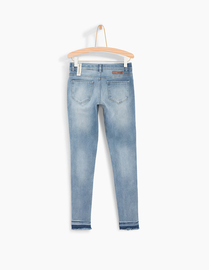 Skinny faded blue jeans franjes - IKKS